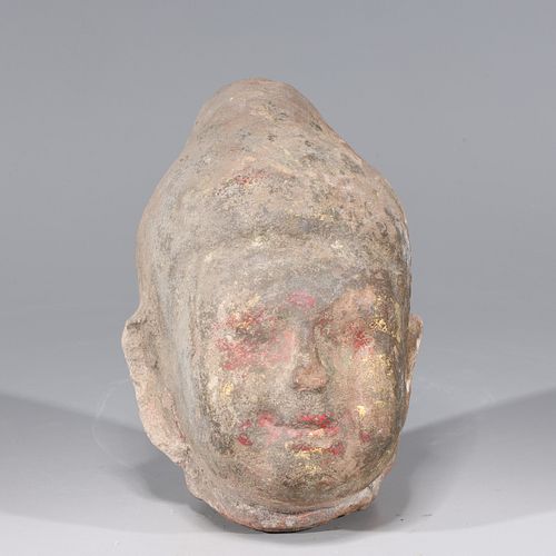 Antique Indian Carved Stone Head