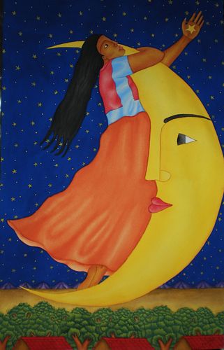 Fernando Olivera,
"Mujer con Luna
Gouache"



