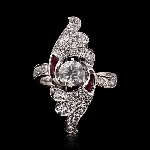 Diamond & Ruby 18KT White Gold Ring