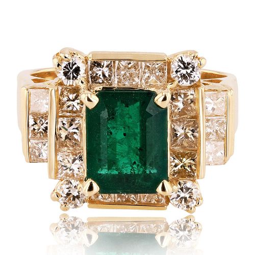 Emerald & Diamond 14K Yellow Gold Ring