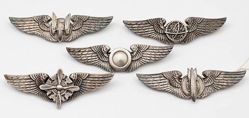 WWII Aviation Wings by Luxenberg, Lot of 5 