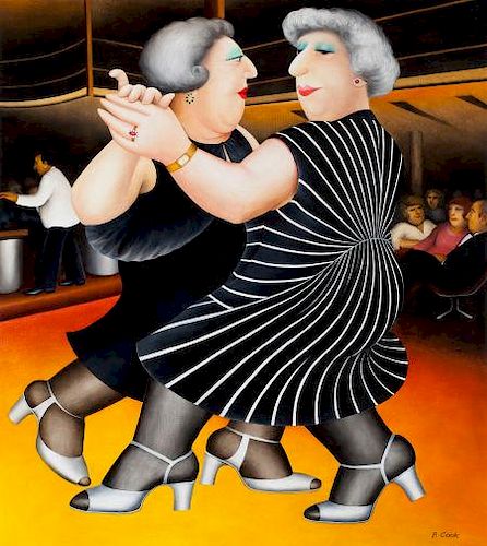 Beryl Cook (British, 1927-2008) Dancing on the QE2 Oil on board 27 x 30