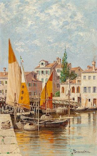Antonietta Brandeis (Czechoslovakian, 1849-1949) A View of Venice Oil on b
