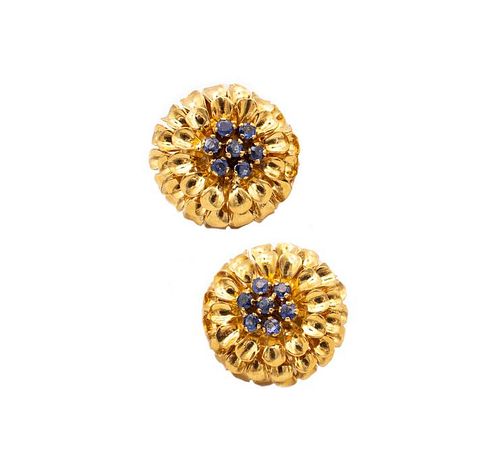 Tiffany & Co Vintage flowers Sapphires Earrings in 18k