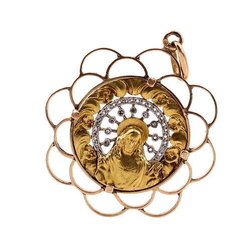 Art Nouveau Diamonds & 18k Gold Medal Pendant