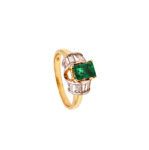 1.15 Cts in Colombian emerald & diamonds 14k Gold Ring