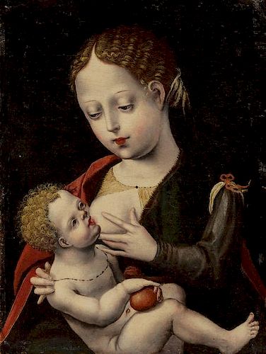 The Master of the Parrot (Flemish, active Antwerp circa 1520) The Virgin Nurs