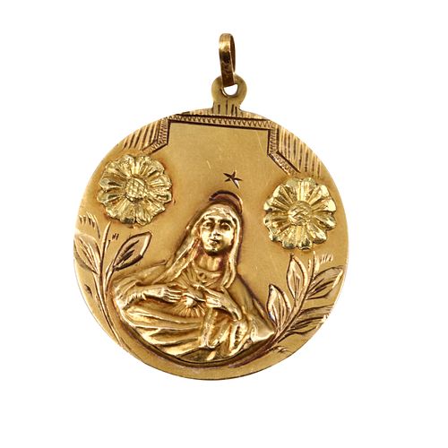 Art Nouveau Religious 18k Gold Medal