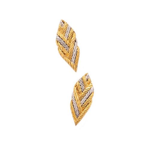 Buccellati Gianmaria Milano 18 kt gold & platinum textured earrings
