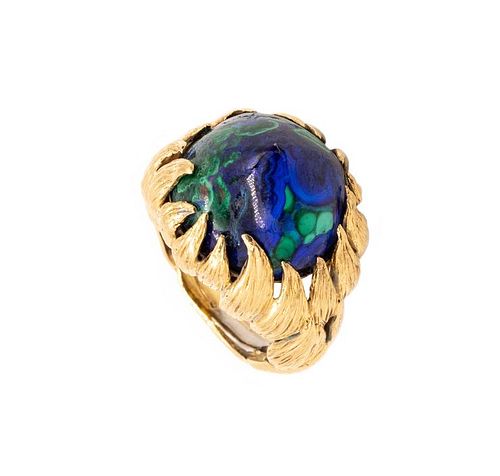 DAVID WEBB 25 cts Azur-malachite 1970 18k gold Ring