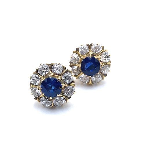 Antique Diamonds, Sapphires & 18k Gold Drop Earrings