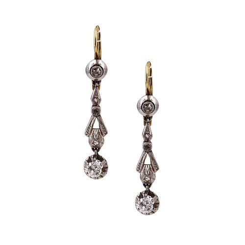 Art Deco 18k Gold & Diamonds Earrings