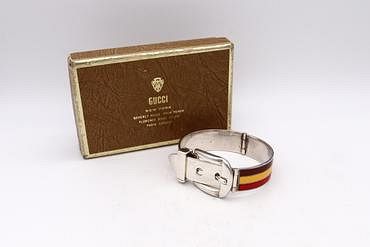 Gucci Buckle bracelet in .925 Sterling silver with enamel