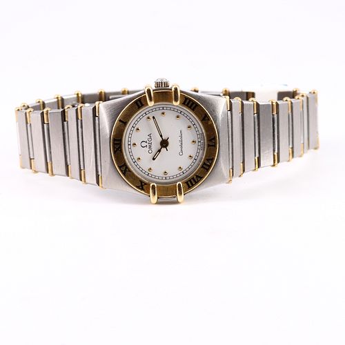 Omega Constellation stainless steel 18k gold two tone ladies watch