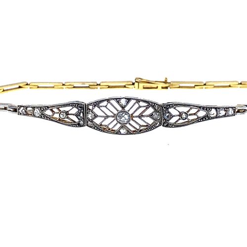 Art Deco Diamonds, 18k Gold & Platinum Bracelet