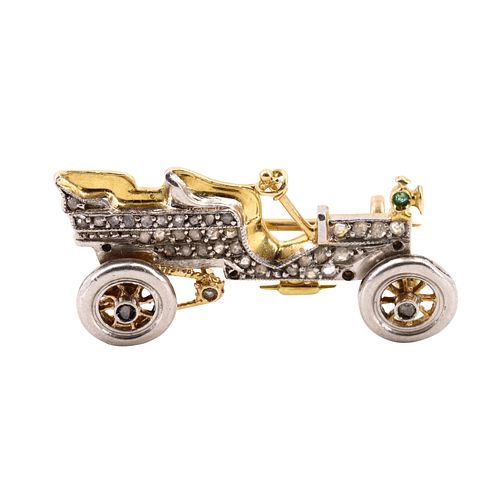 Art Deco Diamonds, Platinum & 18k Gold Car Pin Brooch