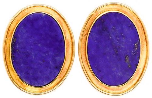 Wander France Mid-century 18k gold Earrings with lapis lazuli