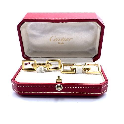 CARTIER Italy Doble Rectangular 18k Gold Cufflinks