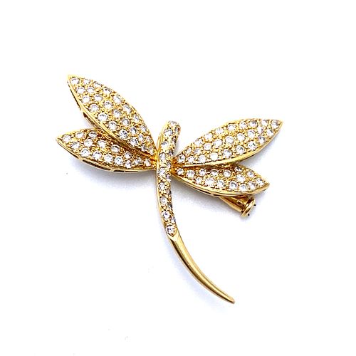 Diamonds & 18k Gold Dragonfly Brooch