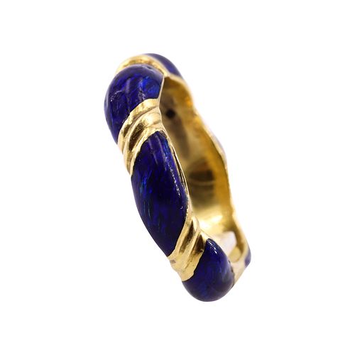 Blue Enamel & 18k Gold Ring