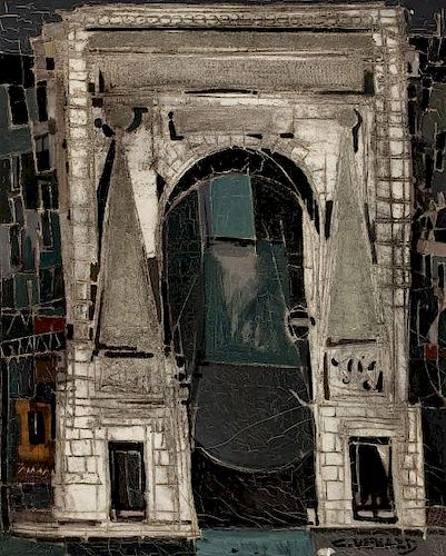 Claude Venard (French, 1913-1999) Arch View Mixed media on canvas 40