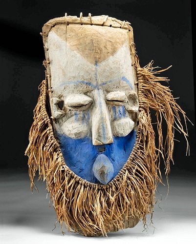 20th C. African Suku Painted Wood Ceremonial Mask
