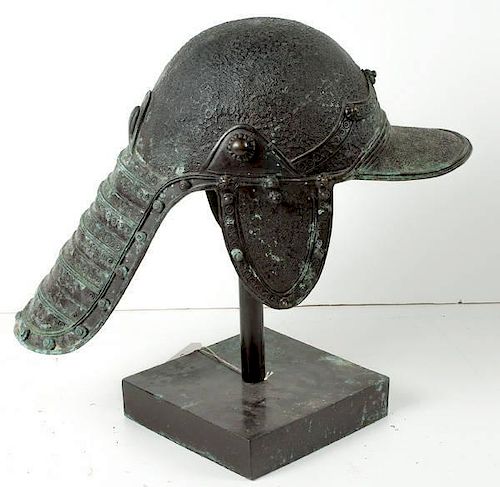 Contemporary Cast Bronze of Lobster-Tailed Helmet 