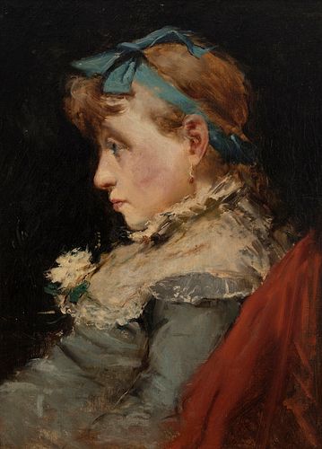 JOAQUÍN SOROLLA Y BASTIDA (Valencia, 1863 - Cercedilla, Madrid, 1923). 
"Girl", 1882. 
Oil on canvas.