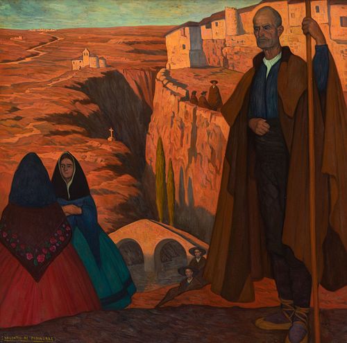 VALENTIN DE ZUBIAURRE AGUIRREZÁBAL (Madrid, 1879 - 1963). 
"Pedraza", Segovia. 
Oil on canvas.