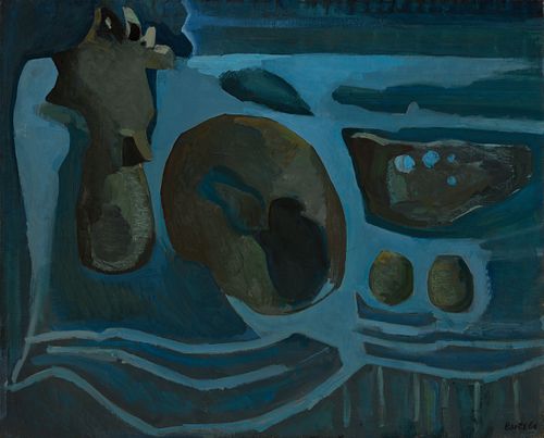 FRANCISCO BORES LÓPEZ (Madrid, 1898- Paris, 1972). 
"Nature morte et bleu composition/ composition in blue", 1960. 
Oil on canvas.