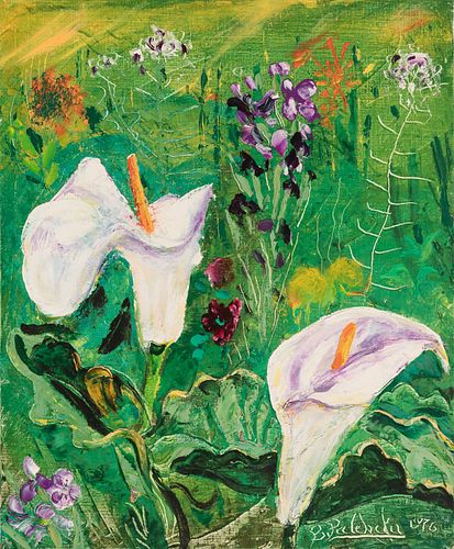 BENJAMÍN PALENCIA (Barrax, Albacete, 1894 - Madrid, 1980). 
"Lilies", 1976. 
Oil on canvas.