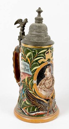 German Patriotic Themed Beer Stein with 1903 Dated Presentation 