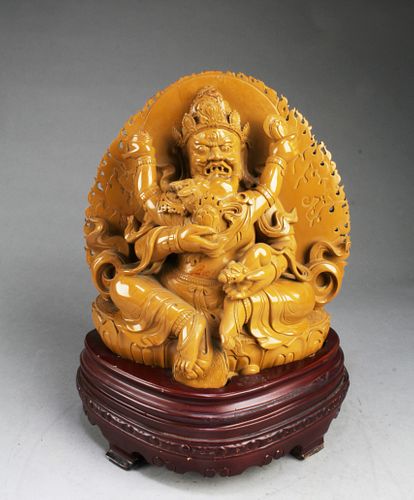 A Chinese Tibetan Jade Bodhisattva Statue