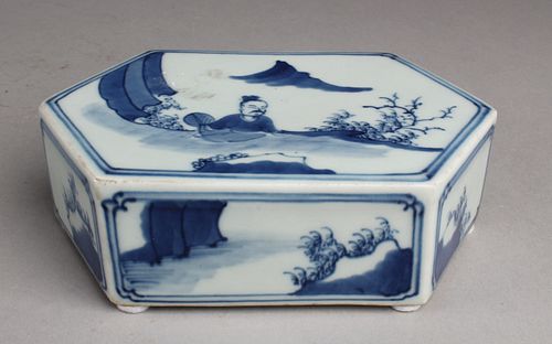 Chinese Blue & White Porcelain Rectangular Stand
