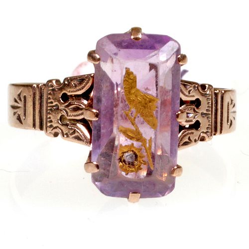 Ladies 10kt Victorian Yellow Gold and Amethyst Ring