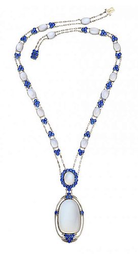 Montana Sapphire, Moonstone, Platinum Necklace, by Louis Comfort Tiffany, Tiffany & Co.
