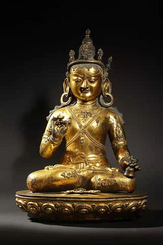 Ming: A Gilt Bronze Bodhisattva Statue