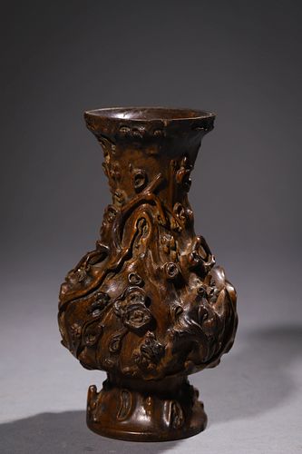 Qing Emperor Qianlong: A Carved HuangHuaLi  Vase