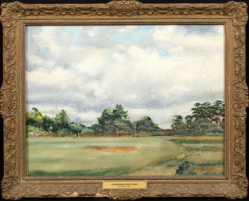 LANDSCAPE VIEW OF ALDEBURGH GOLF COURSE OIL PAINTING