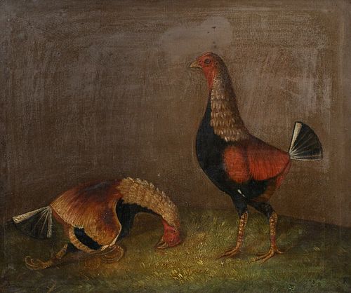 COCKFIGHTING OIL PAINTING