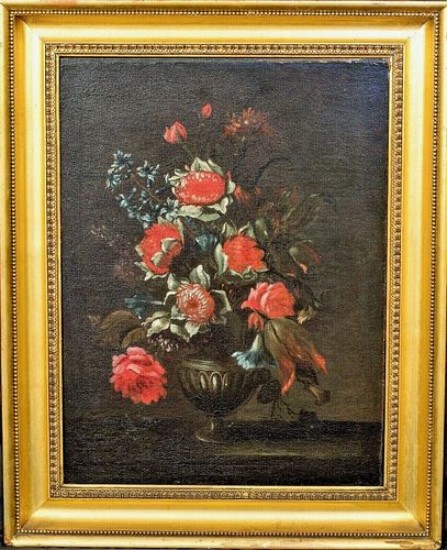 STILL LIFE FLOWERS IN A VASE OIL PAINTING