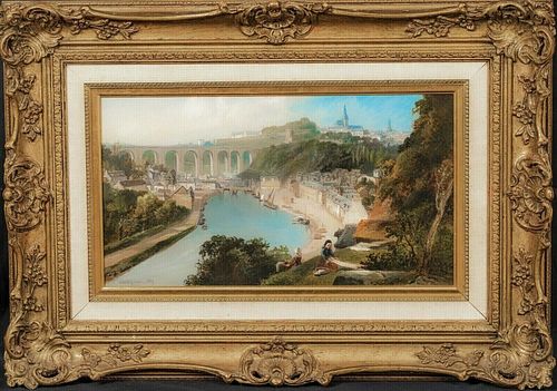 LANDSCAPE VIEW MORLAIX BRITTANY OIL PAINTING