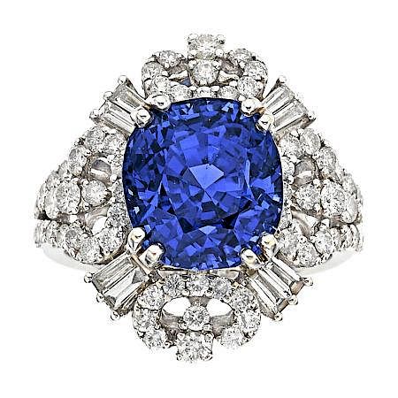 Burma Sapphire, Diamond, White Gold Ring