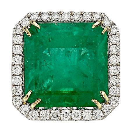 Colombian Emerald, Diamond, Platinum Ring