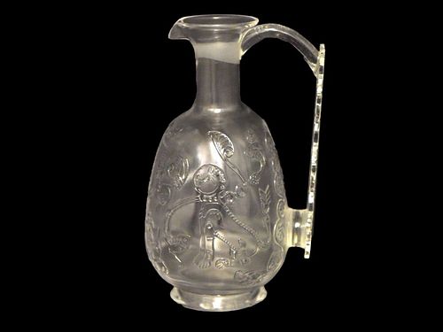 ROCK CRYSTAL STYLE EWER FOR ISLAMIC MARKET DECORATED WITH TIGERS & FLORAL SCENES