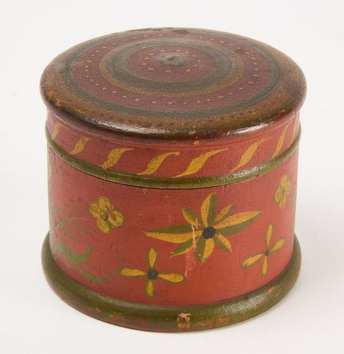 Turned Covered Paint-Decorated Canister
