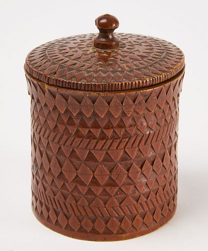 Carved and Painted Container with Lid
