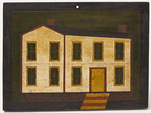 Painting of a House on Pine Panel