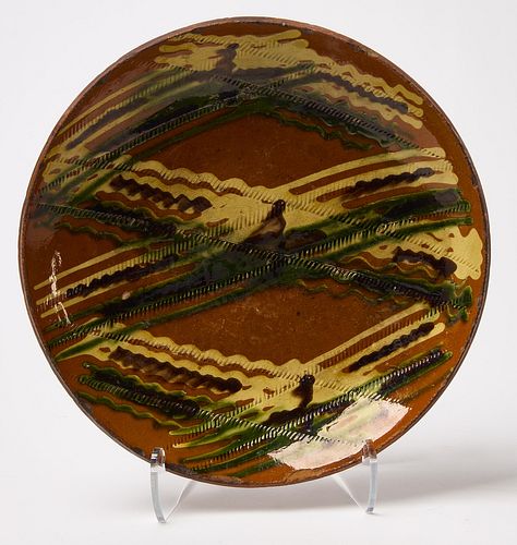 Redware Slip-Decorated Plate