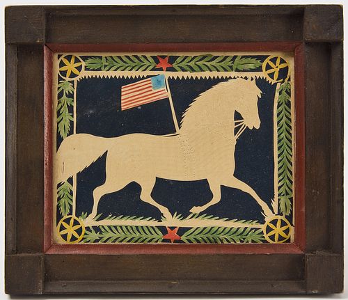 Paper Cutout of Horse With Flag